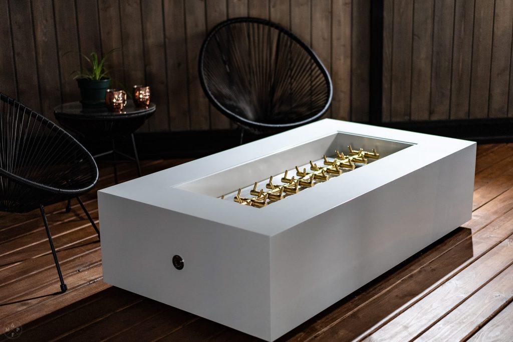 Alps White Olympic Fire Table from Montana Fire Pits